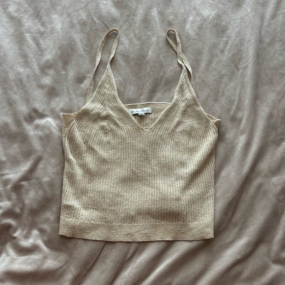 Hunter & Brown Beige and Glitter Ribbed Camisole Top - Picture 1 of 3